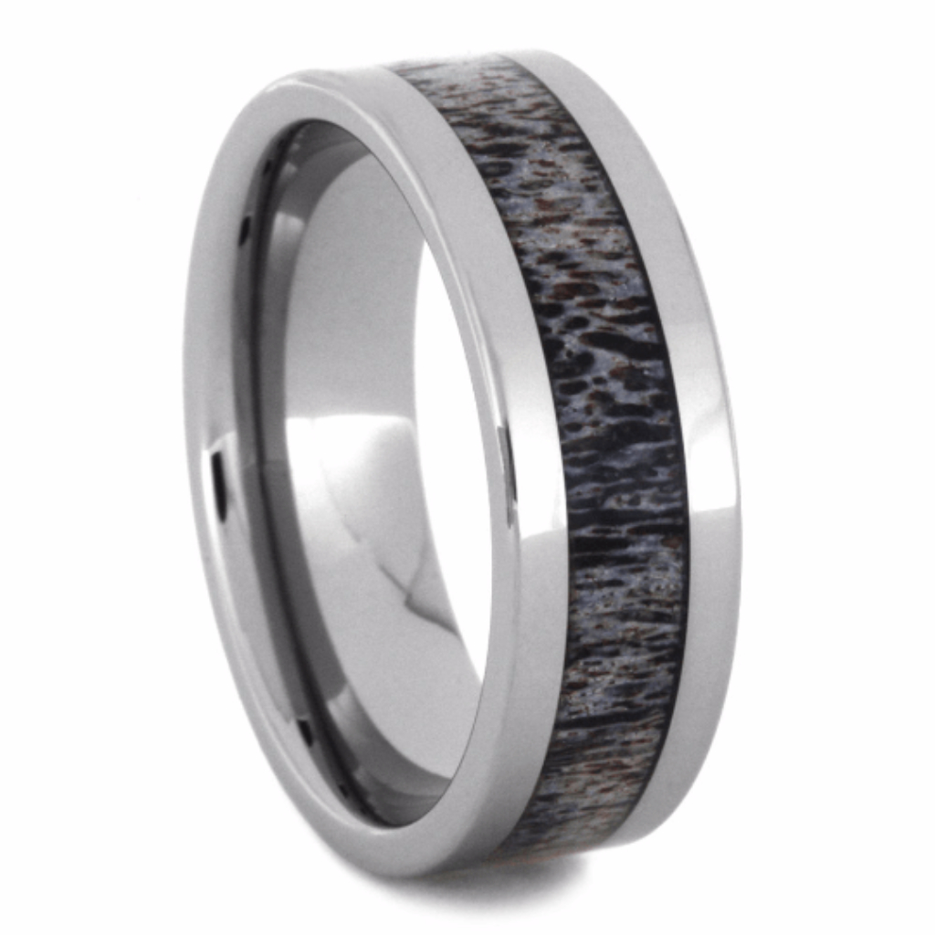 Deer Antler Tungsten 8mm Comfort-Fit Wedding Band