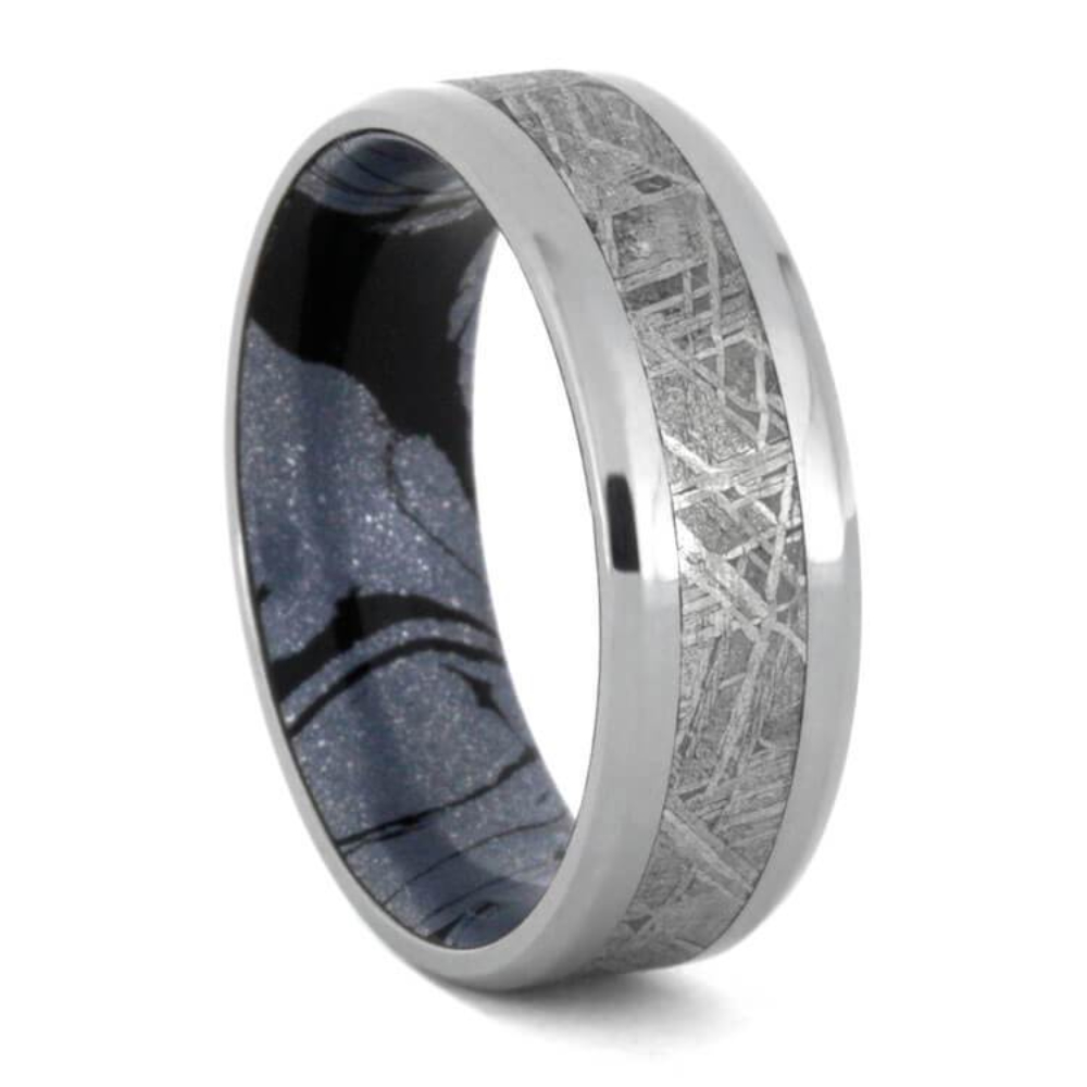 Gibeon Meteorite, Mokume Gane 8mm Titanium Comfort-Fit Wedding Band 