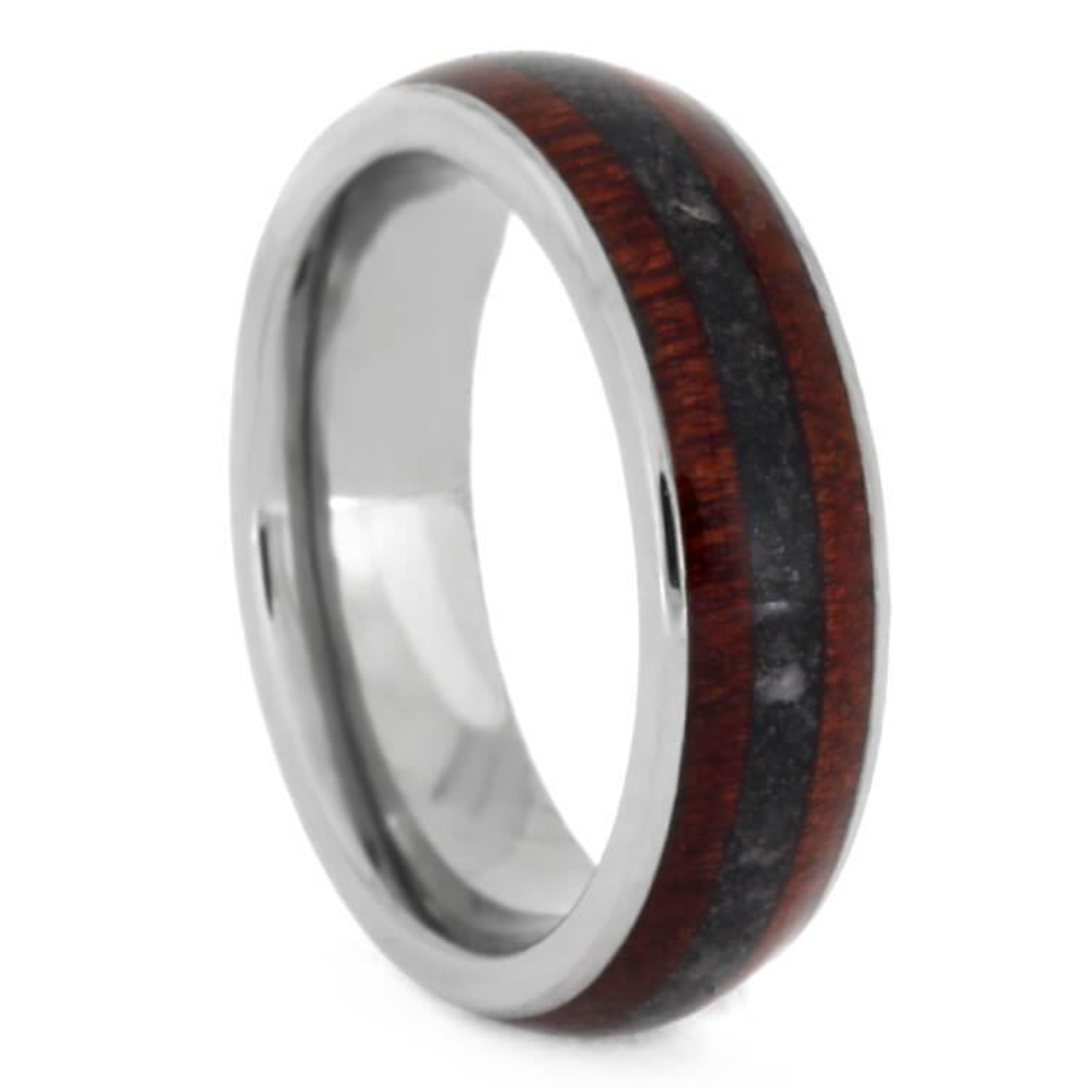  Crushed Onyx, Bloodwood 5.5mm Titanium Comfort-Fit Wedding Band 