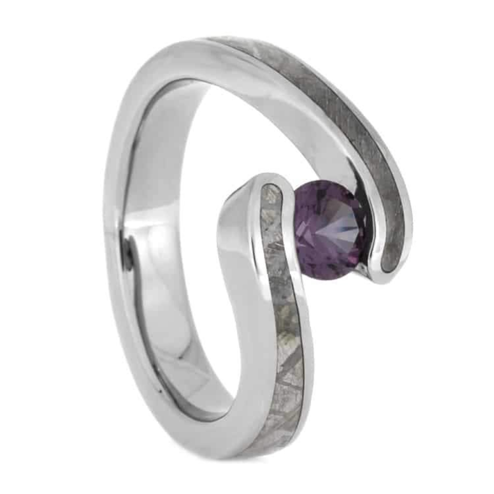 Alexandrite, Gibeon Meteorite 10mm Titanium Engagement Ring