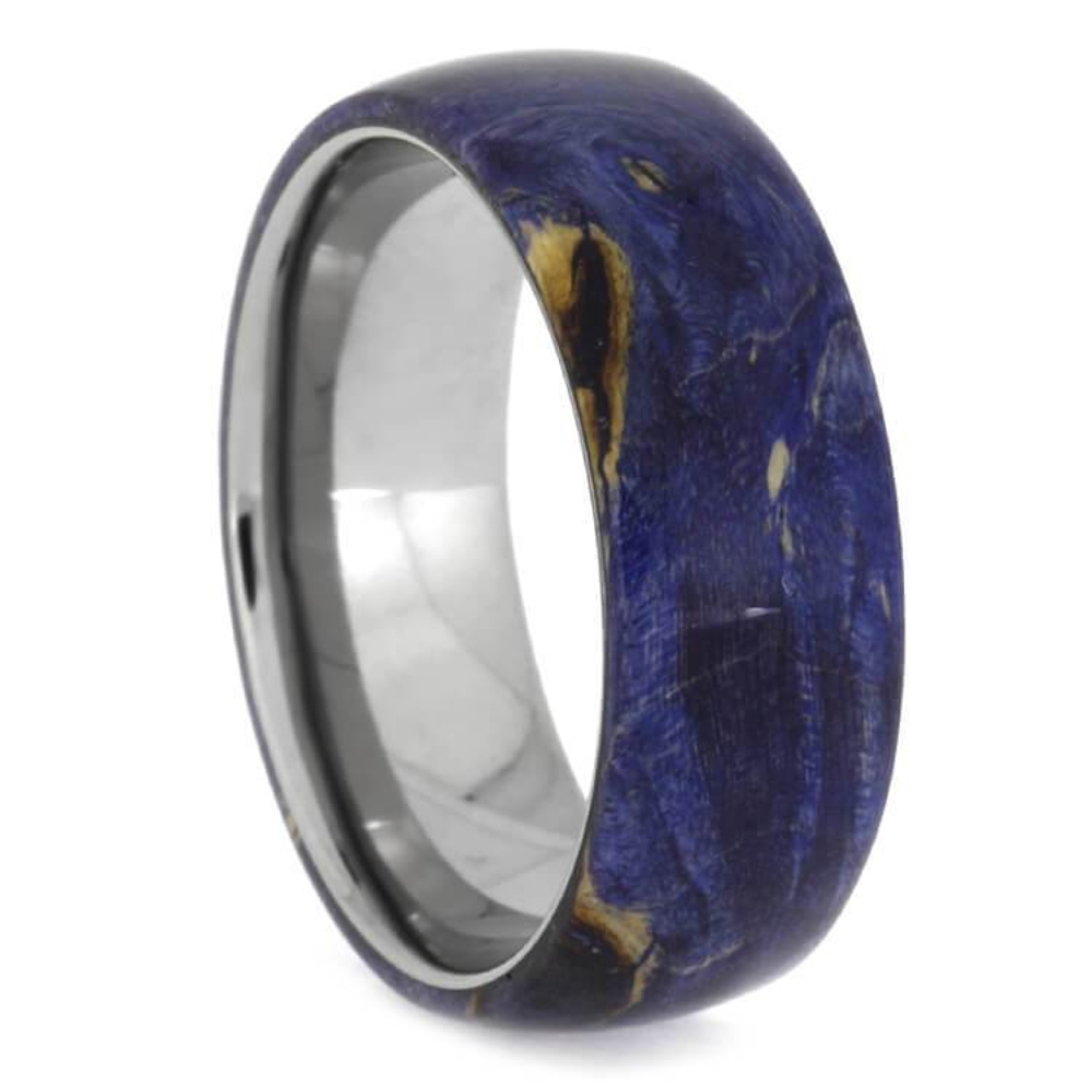 Blue Box Elder Burl 8mm Titanium Comfort-Fit Wedding Band 