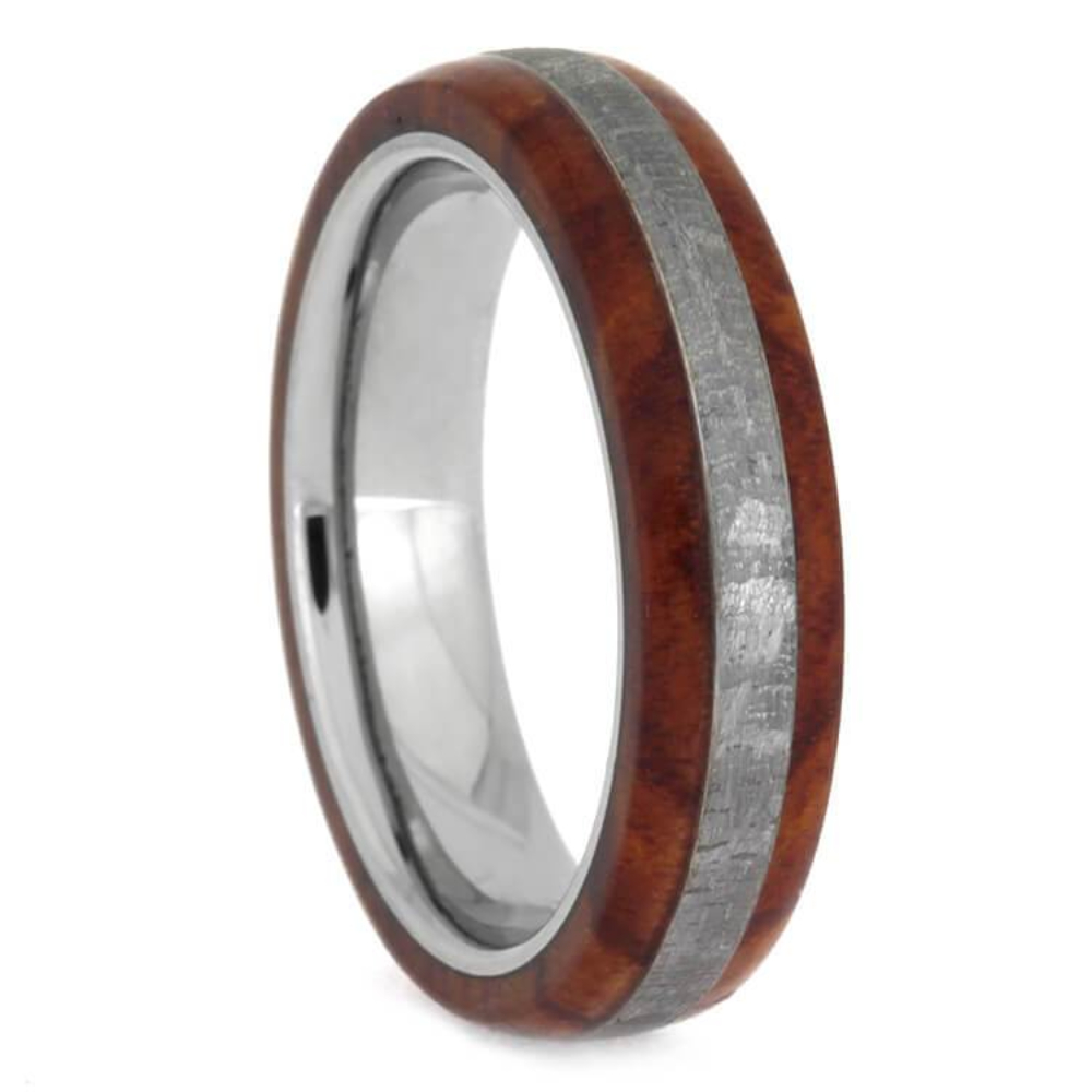 Gibeon Meteorite, Tulipwood 5mm Titanium Comfort-Fit Wedding Band