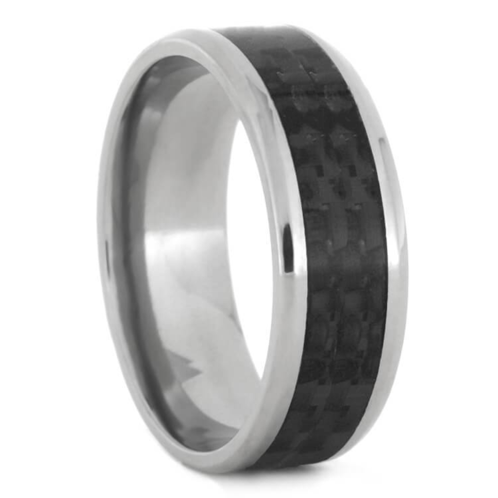 Carbon Fiber 8mm Titanium Comfort-Fit Wedding Band 