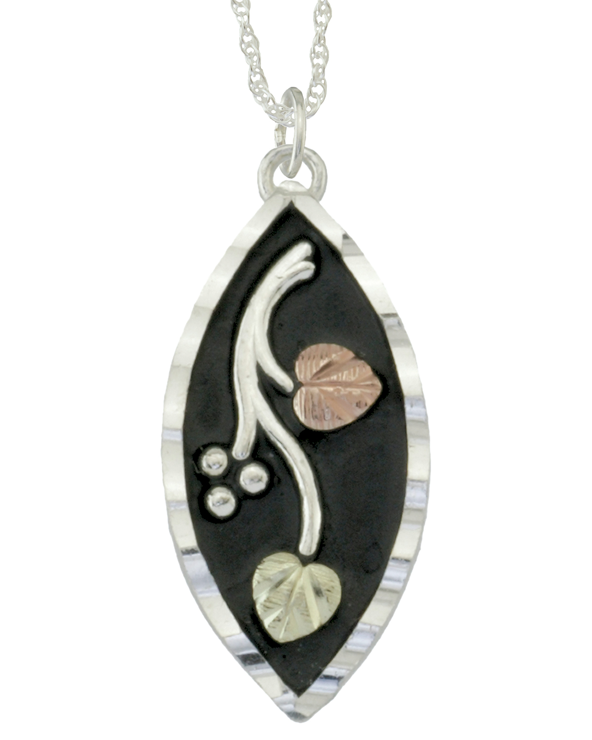 Pendant Necklace in Black Hills Gold motif. 