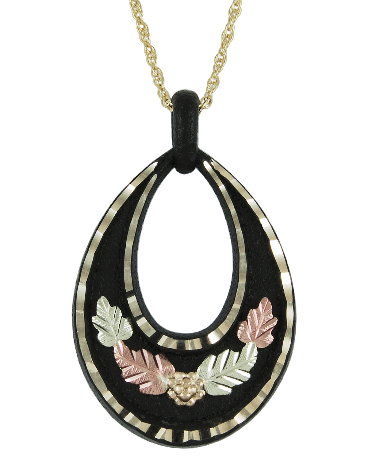 Pendant Necklace in Black Hills Gold motif. 