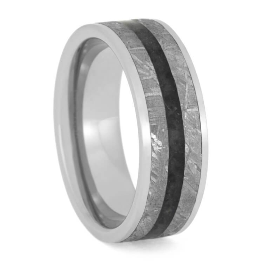 Crushed Onyx, Gibeon Meteorite Tungsten 8mm Comfort-Fit Wedding Band