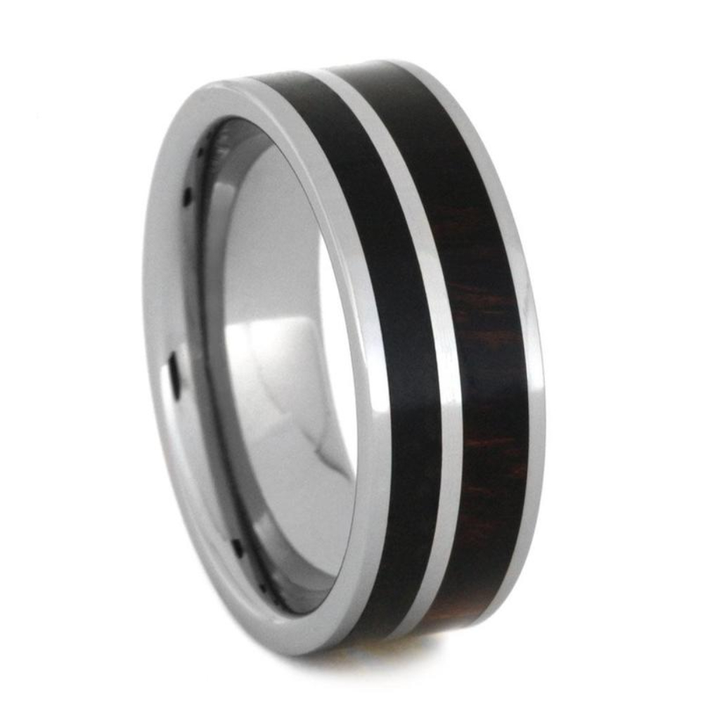 Ironwood, Obsidian, Tungsten 8mm Titanium Comfort-Fit Wedding Band 