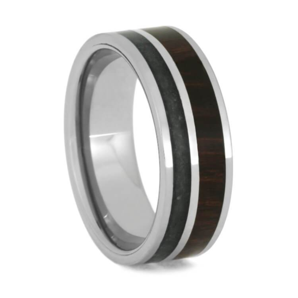 Ironwood, Obsidian, Titanium 8mm Comfort-Fit Tungsten Sleeve Band