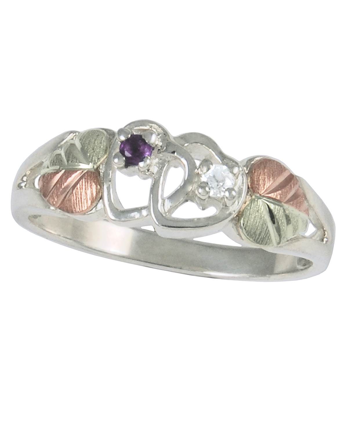 Graduated Twin Heart CZ's Ring, Sterling Silver