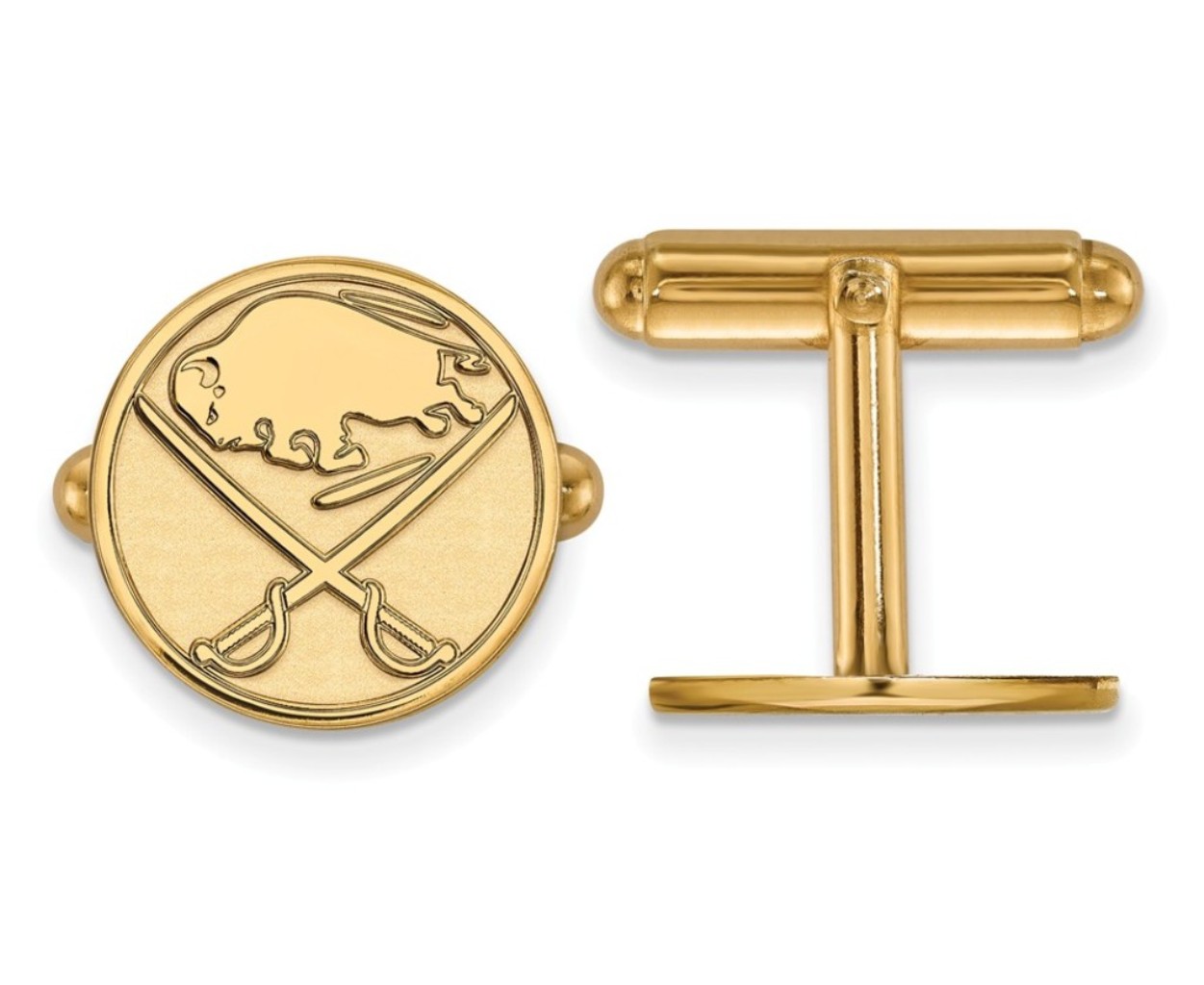 14k Yellow Gold NHL LogoArt Buffalo Sabres cuff links, proudly made in the USA.