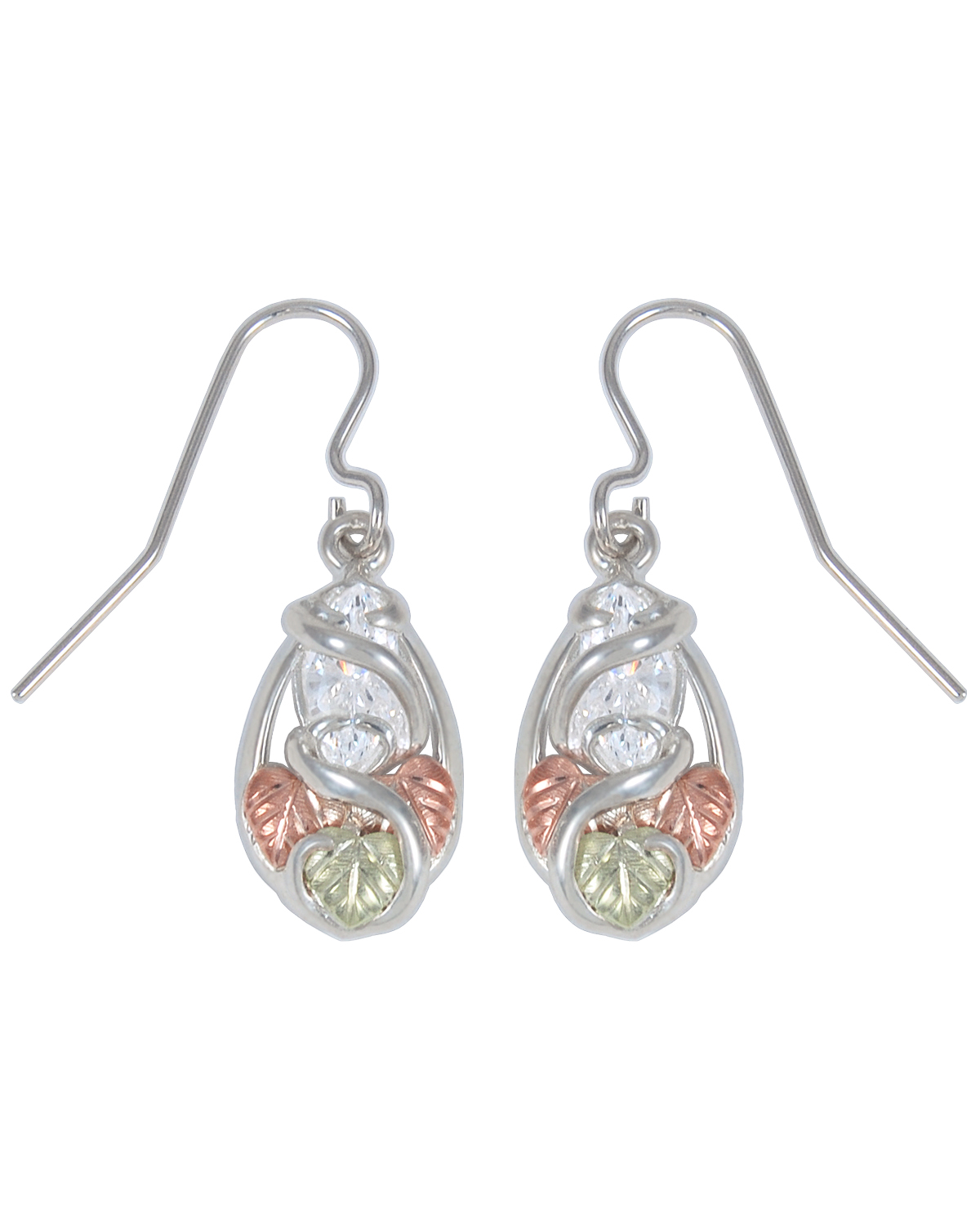 Marquise CZ Petite Leaf Earrings, Sterling Silver 