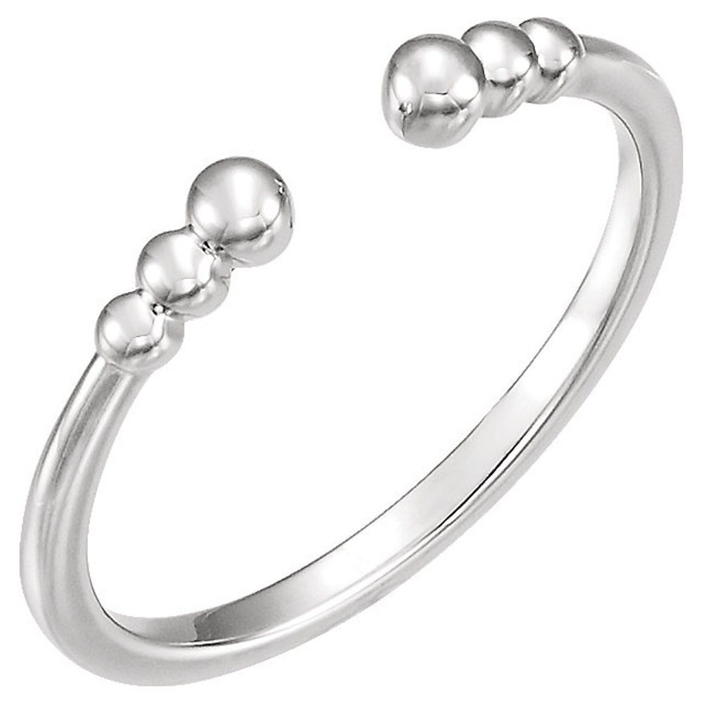 Graduated Beaded Ring, Rhodium-Plated 14k White Gold
