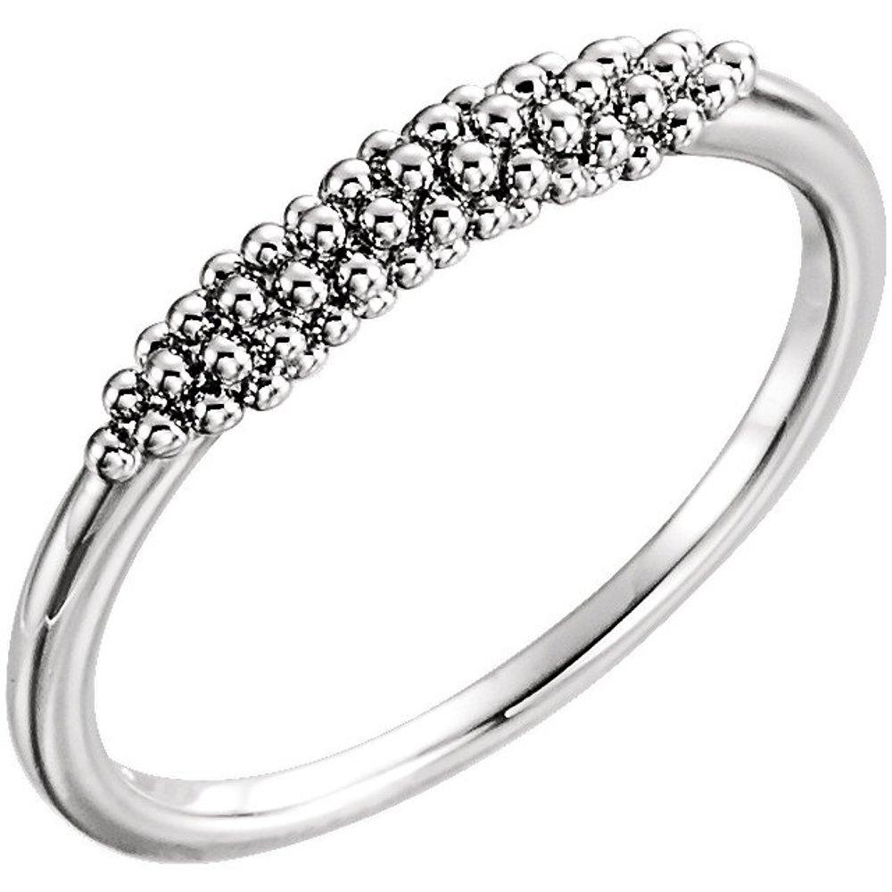  Cluster Beaded Comfort-Fit Ring, Rhodium-Plated 14k White Gold
