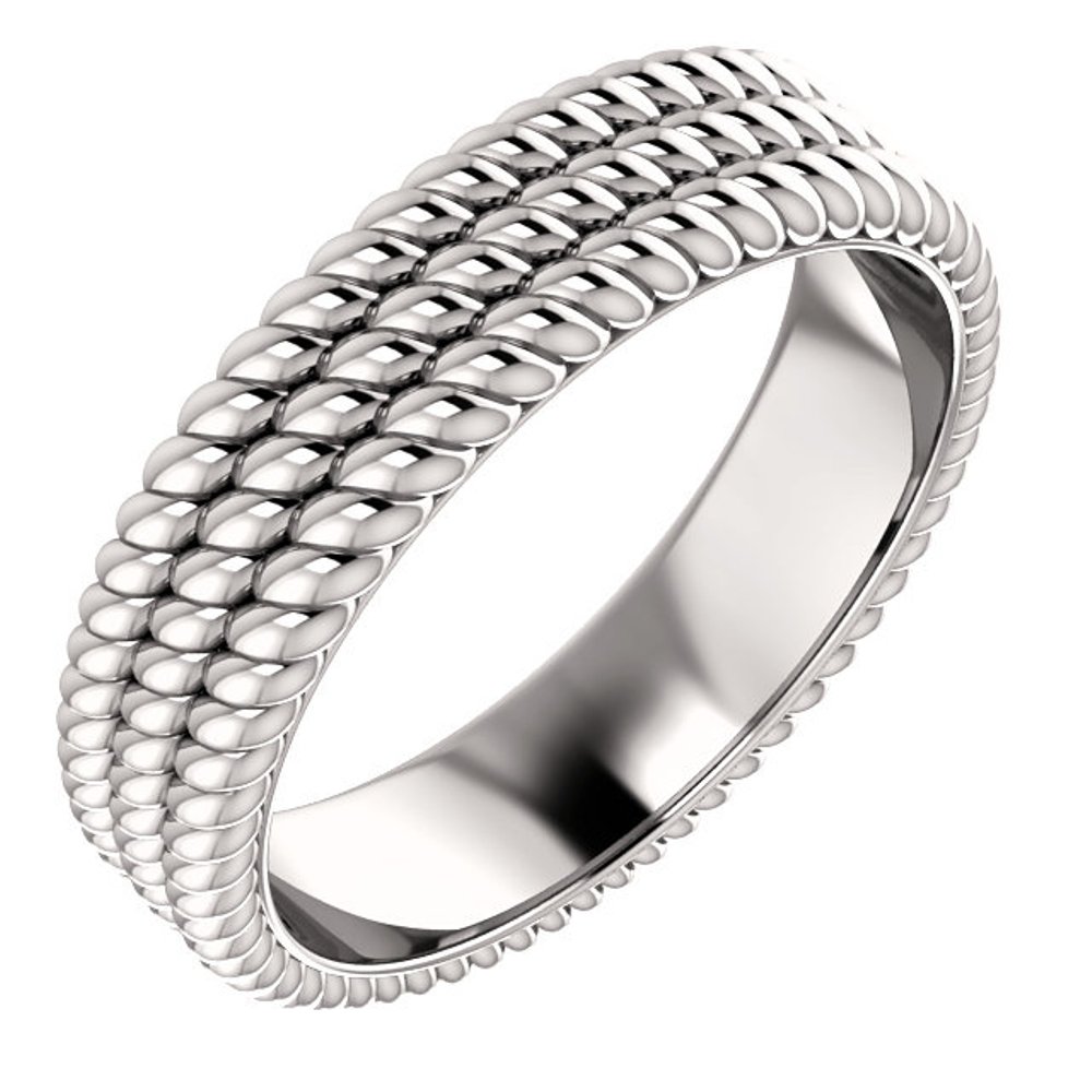 14k White Gold Layered Stacked Rope Band