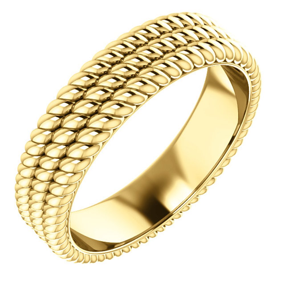 14K Yellow Layered Stacked Rope Band