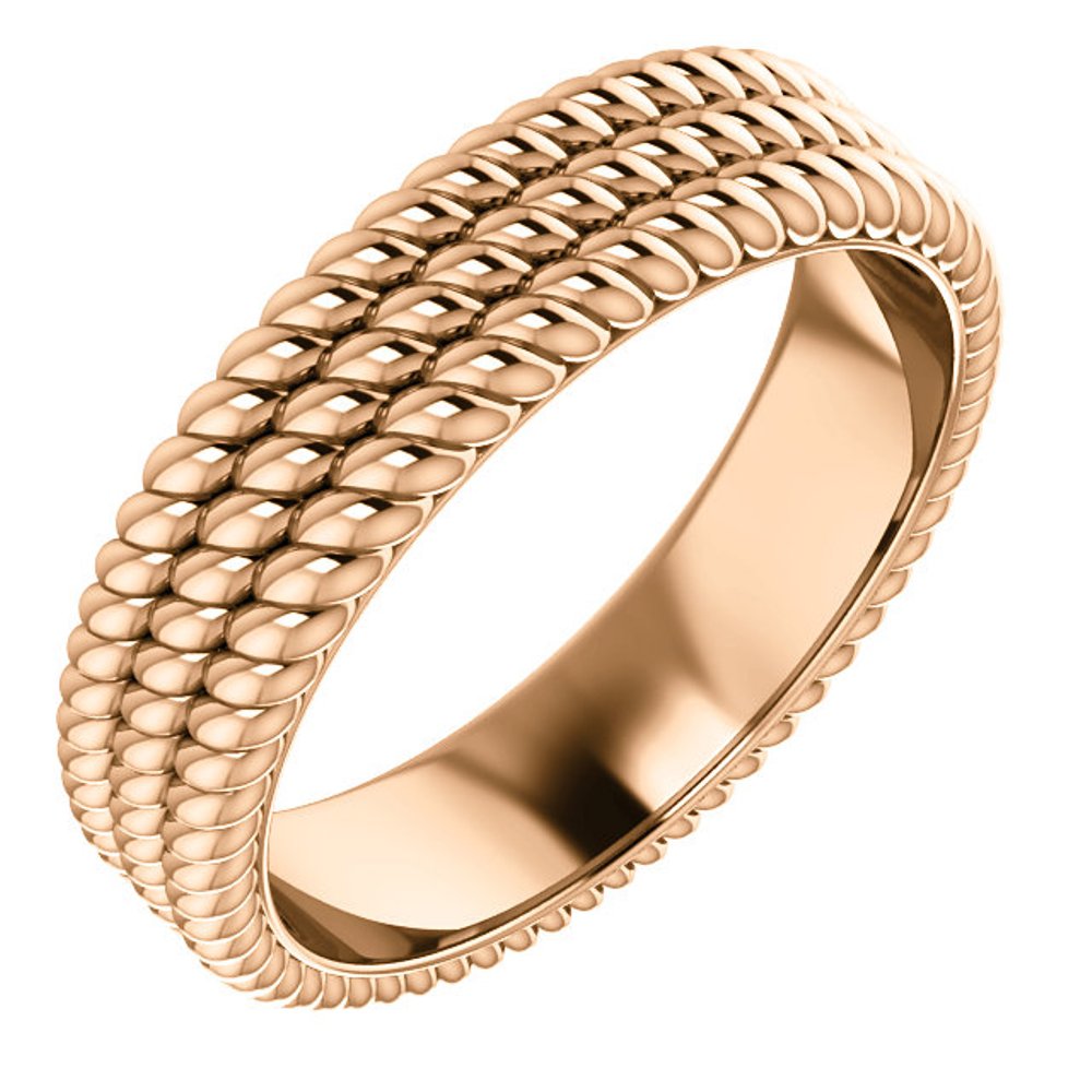 14k Rose Gold Layered Stacked Rope Band 