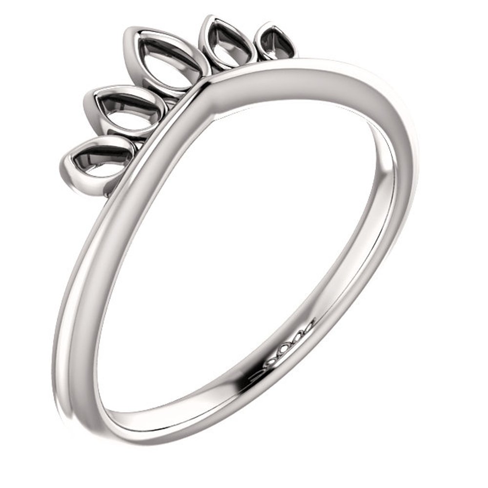 Petite Marquise-Shaped Crown Ring, Rhodium-Plated 14k White Gold

