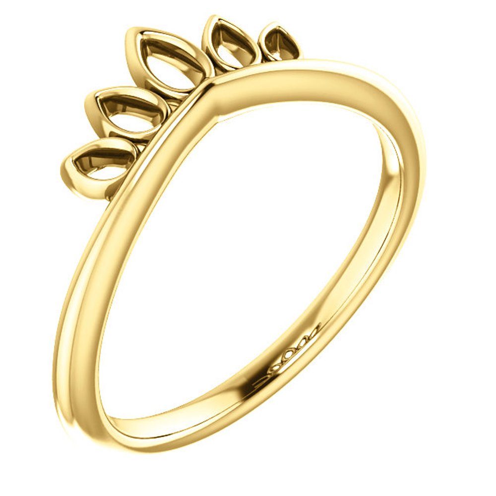 Petite Marquise-Shaped Crown Ring,14k Yellow Gold

