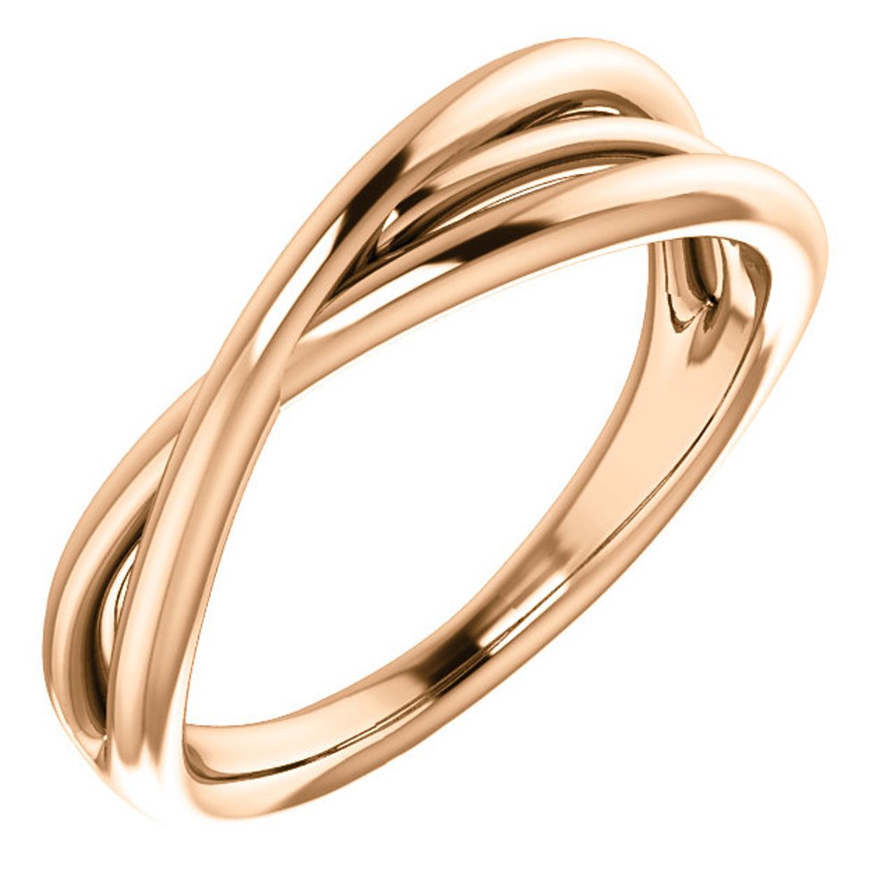 Mirror-Polished Criss Cross Ring,14k Rose Gold
