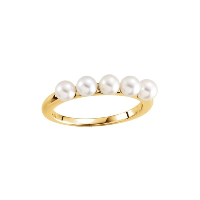 14K Yellow 4-4.5mm Five-Stone Pearl Ring