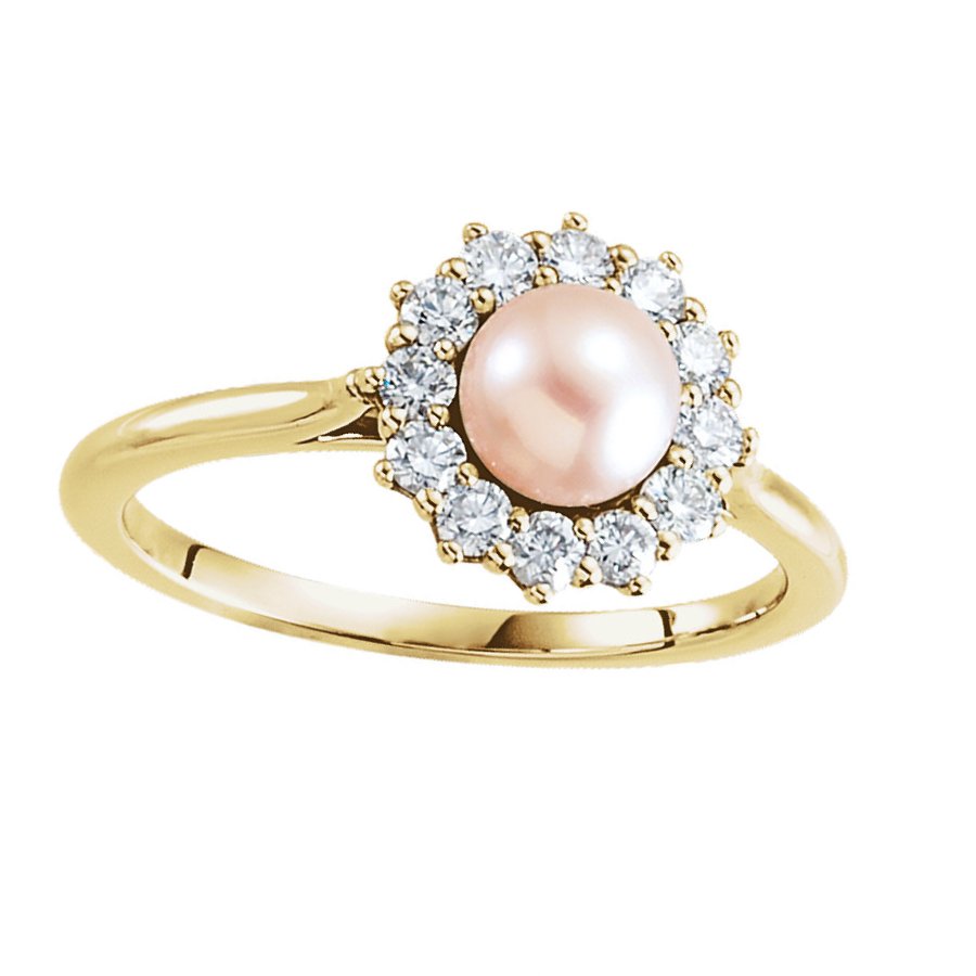  Pearl & 1/3 CTW Diamond Ring
