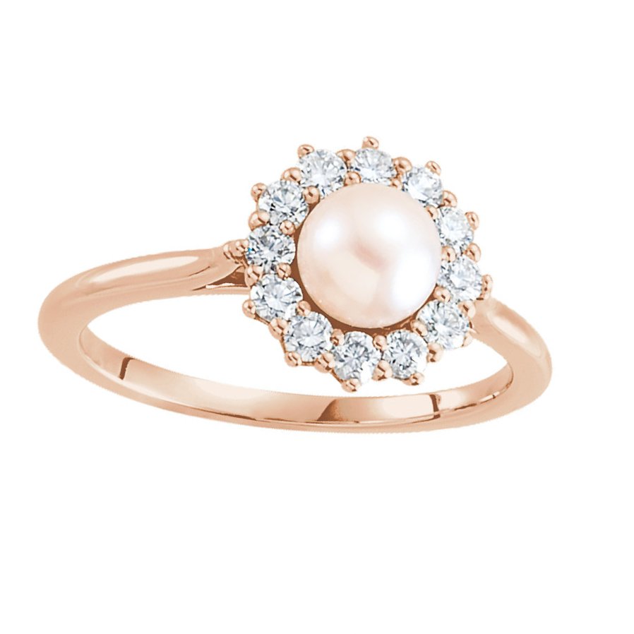 Pearl & 1/3 CTW Diamond Ring