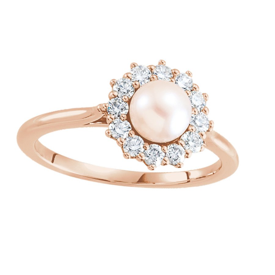 Pearl & 3/8 CTW Diamond Ring
