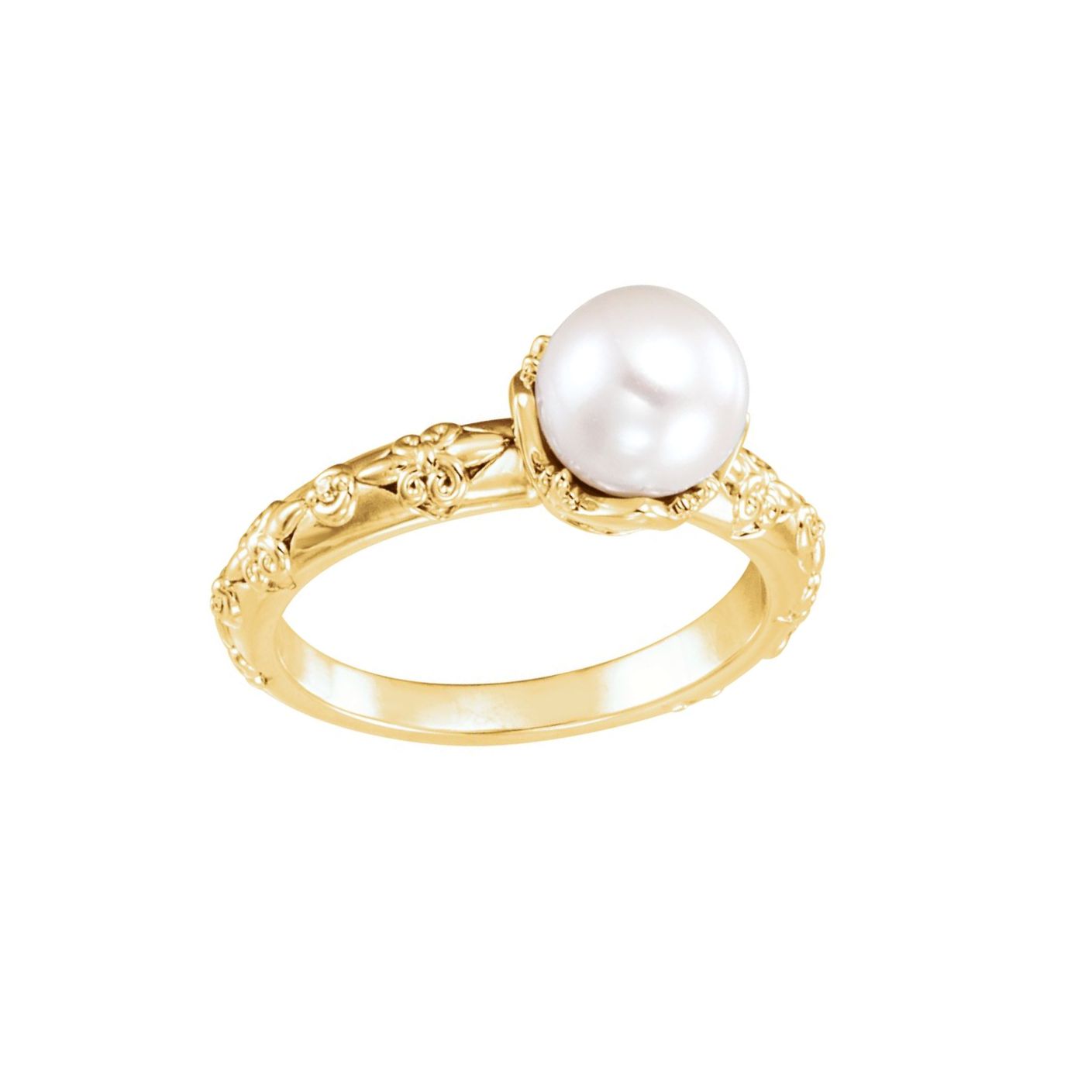 Freshwater Cultured Pearl & .02 CTW Diamond Vintage-Inspired Ring