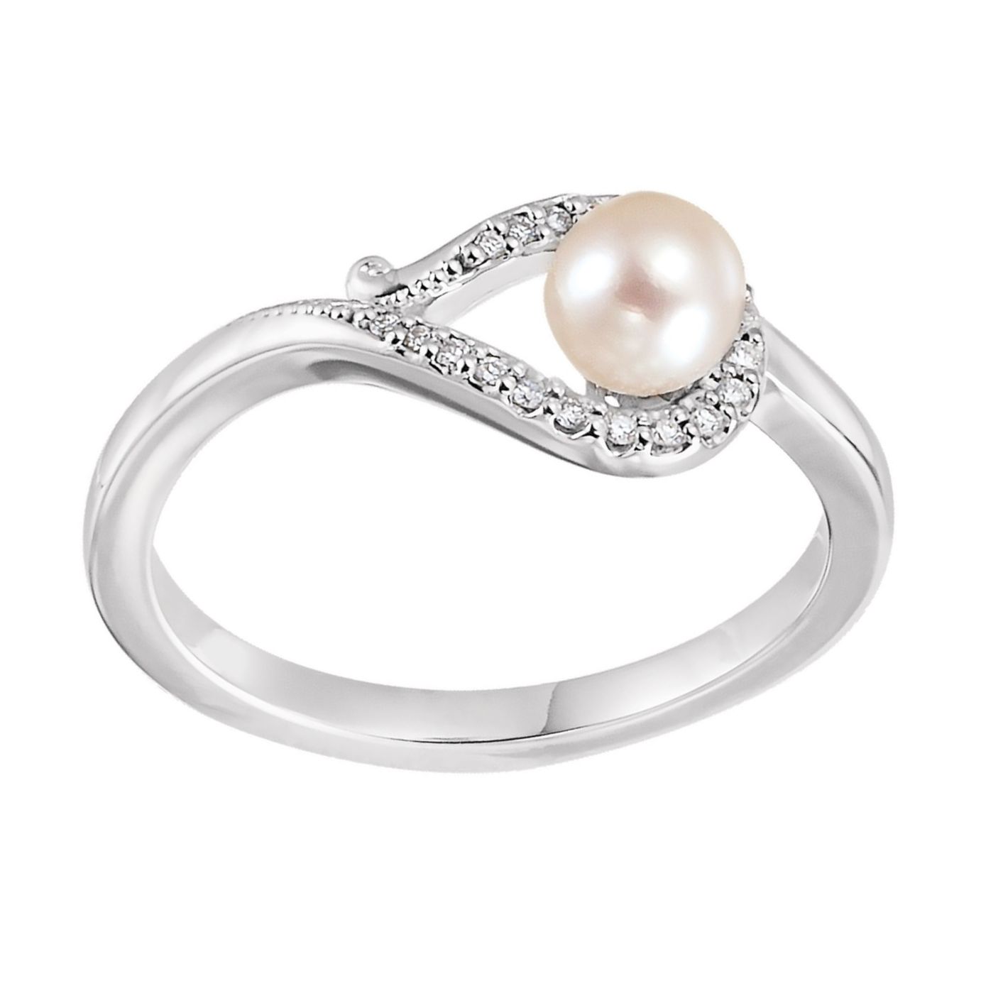 Freshwater Cultured Pearl & .07 CTW Diamond Bypass Ring