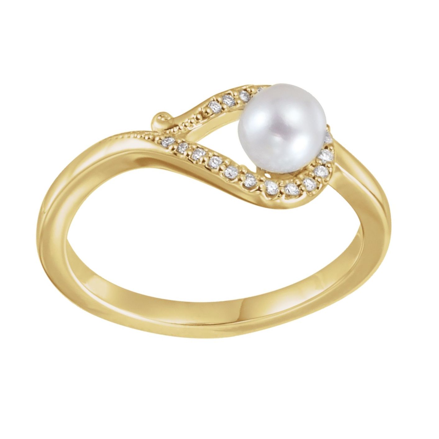 Freshwater Cultured Pearl & .07 CTW Diamond Bypass Ring