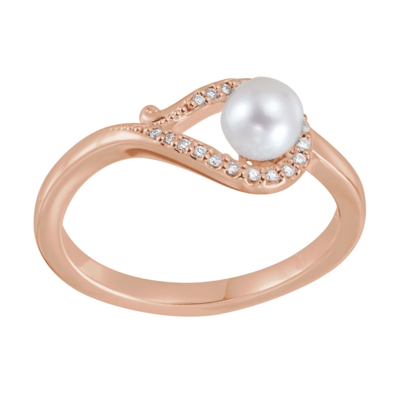 Freshwater Cultured Pearl & .07 CTW Diamond Bypass Ring