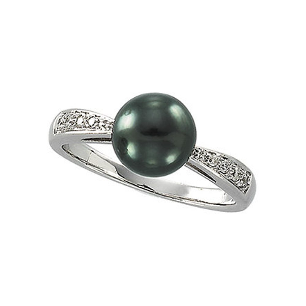 1/10 CTW Diamond & Tahitian Pearl Ring