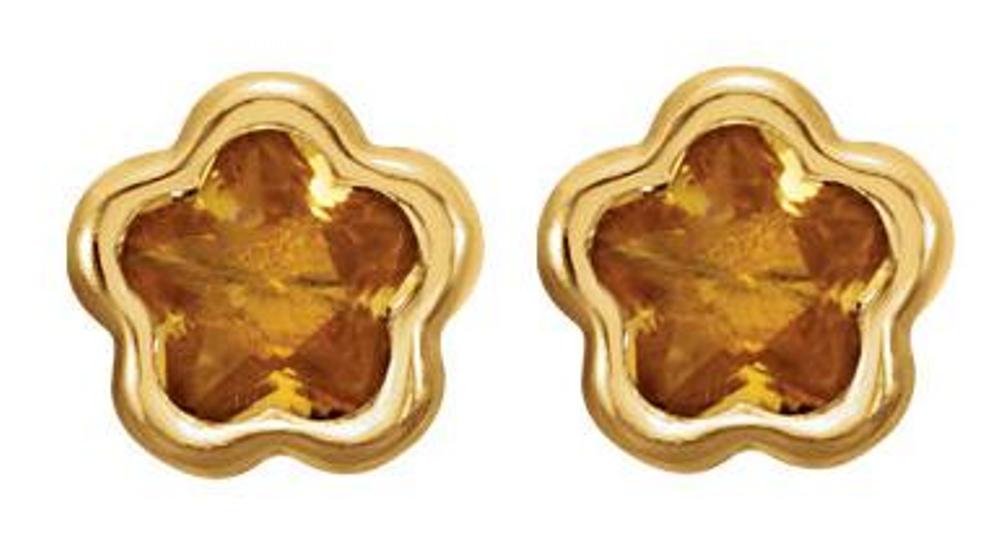 Bflower Orange Cubic Zirconia Stud Earrings, 14k Yellow Gold
