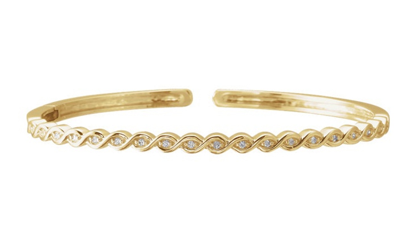 Diamond Stackable Bangle Bracelet, 14k Yellow Gold