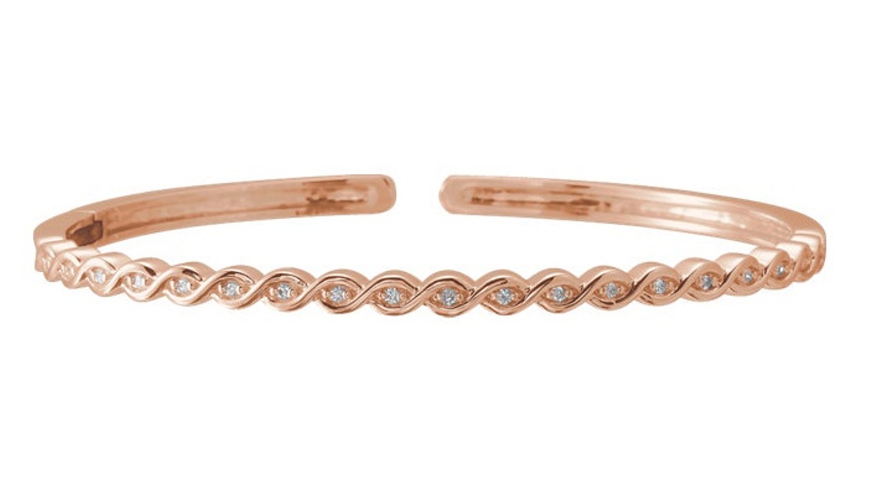 Diamond Stackable Bangle Bracelet, 14k Rose Gold
