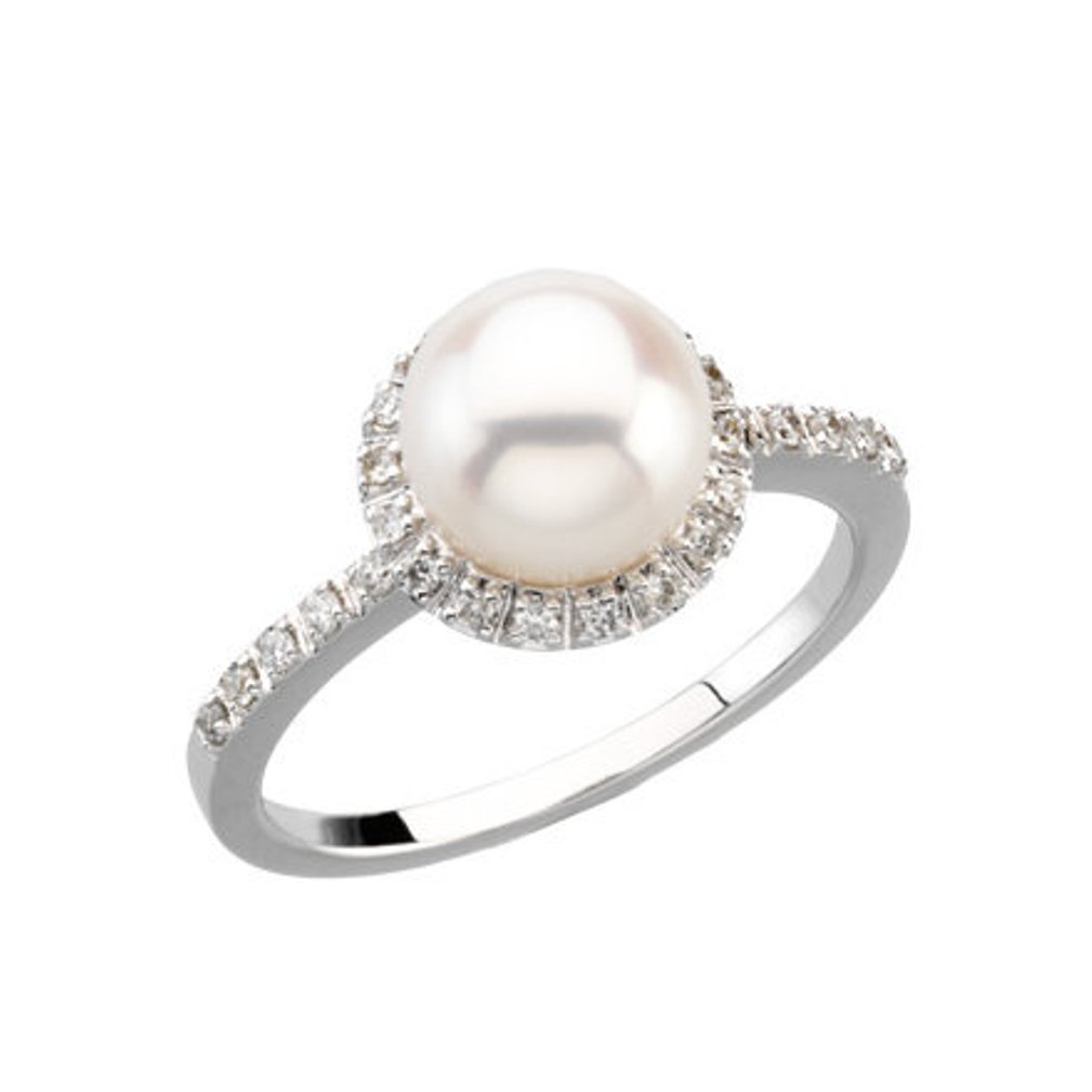 Freshwater Cultured Pearl & 1/5 CTW Diamond Ring