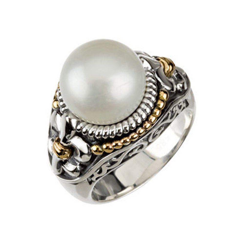 14K Yellow Freshwater Cultured Pearl Ring 