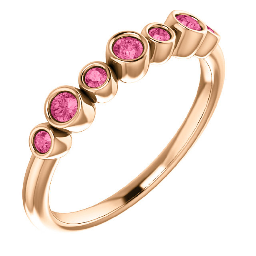 Peridot Bezel-Set Ring,14k Rose Gold