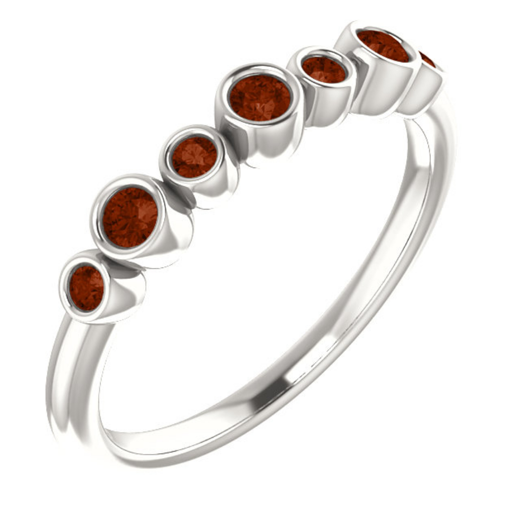 Bezel Set Mozambique Garnet Ring, Rhodium-Plated 14k White Gold