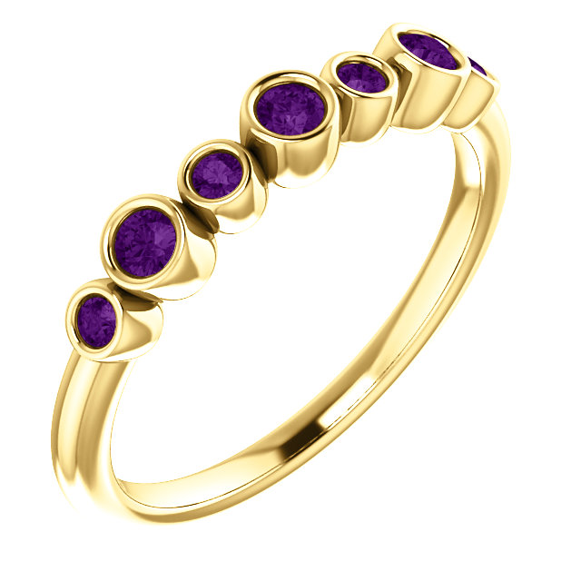 Amethyst Bezel-Set Ring ,14k Yellow Gold