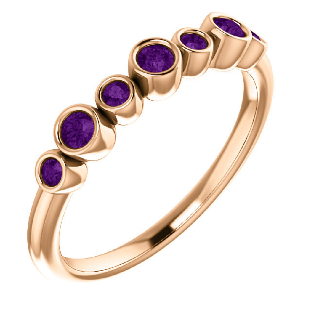 Amethyst Bezel-Set Ring ,14k Rose Gold