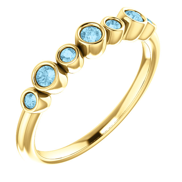 Aquamarine Bezel-Set Ring ,14k Yellow Gold