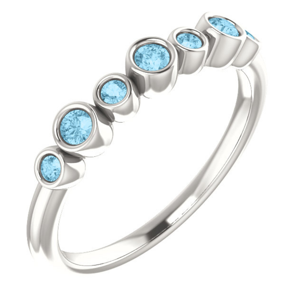 Bezel Set Aquamarine Ring, Rhodium-Plated 14k White Gold