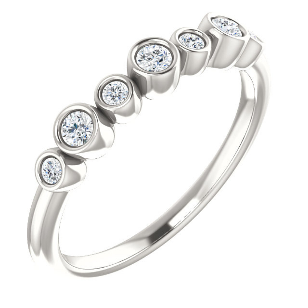 Bezel Set Diamond Ring, Rhodium-Plated 14k White Gold