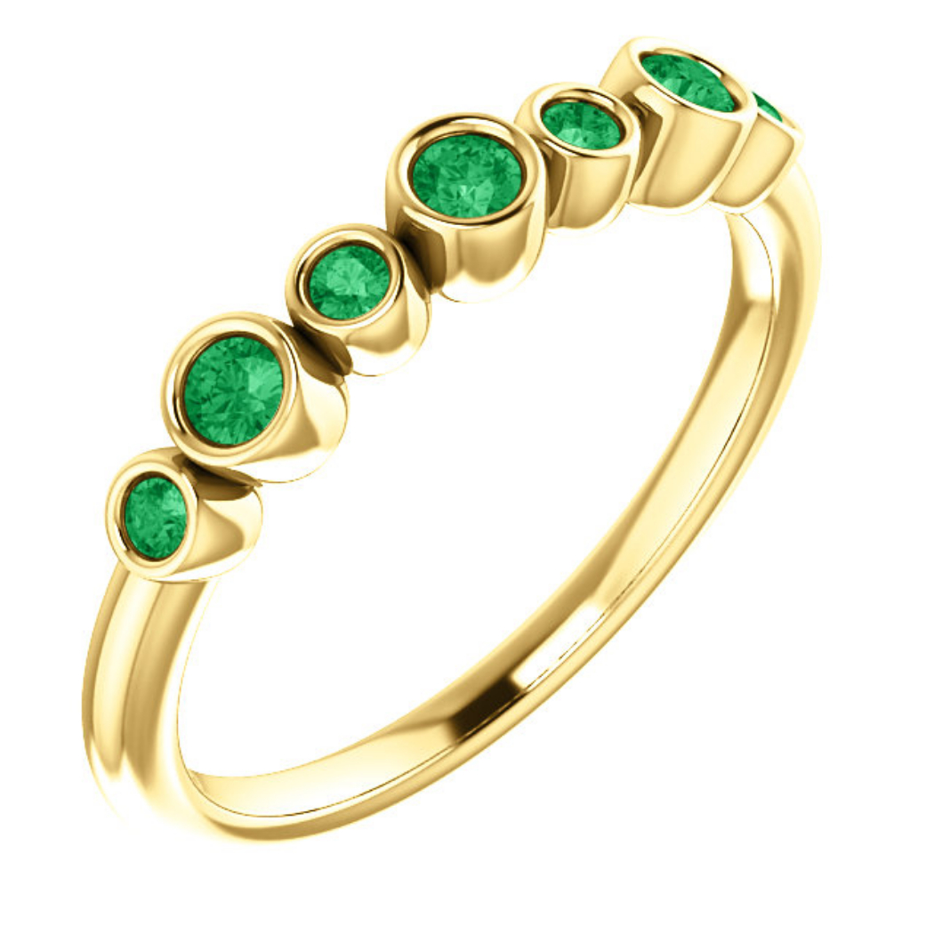 Emerald Bezel-Set Ring ,14k Yellow Gold