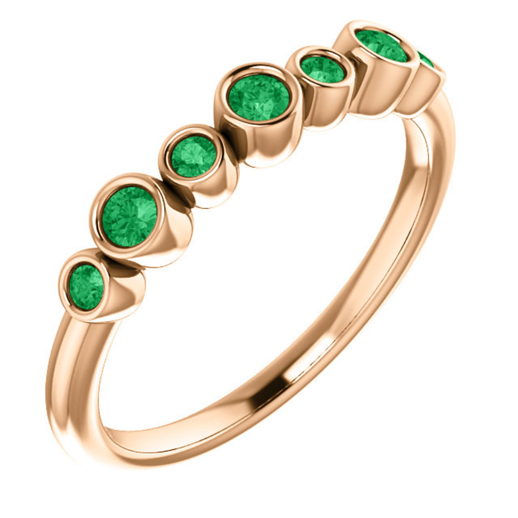 Emerald Bezel-Set Ring,14k Rose Gold