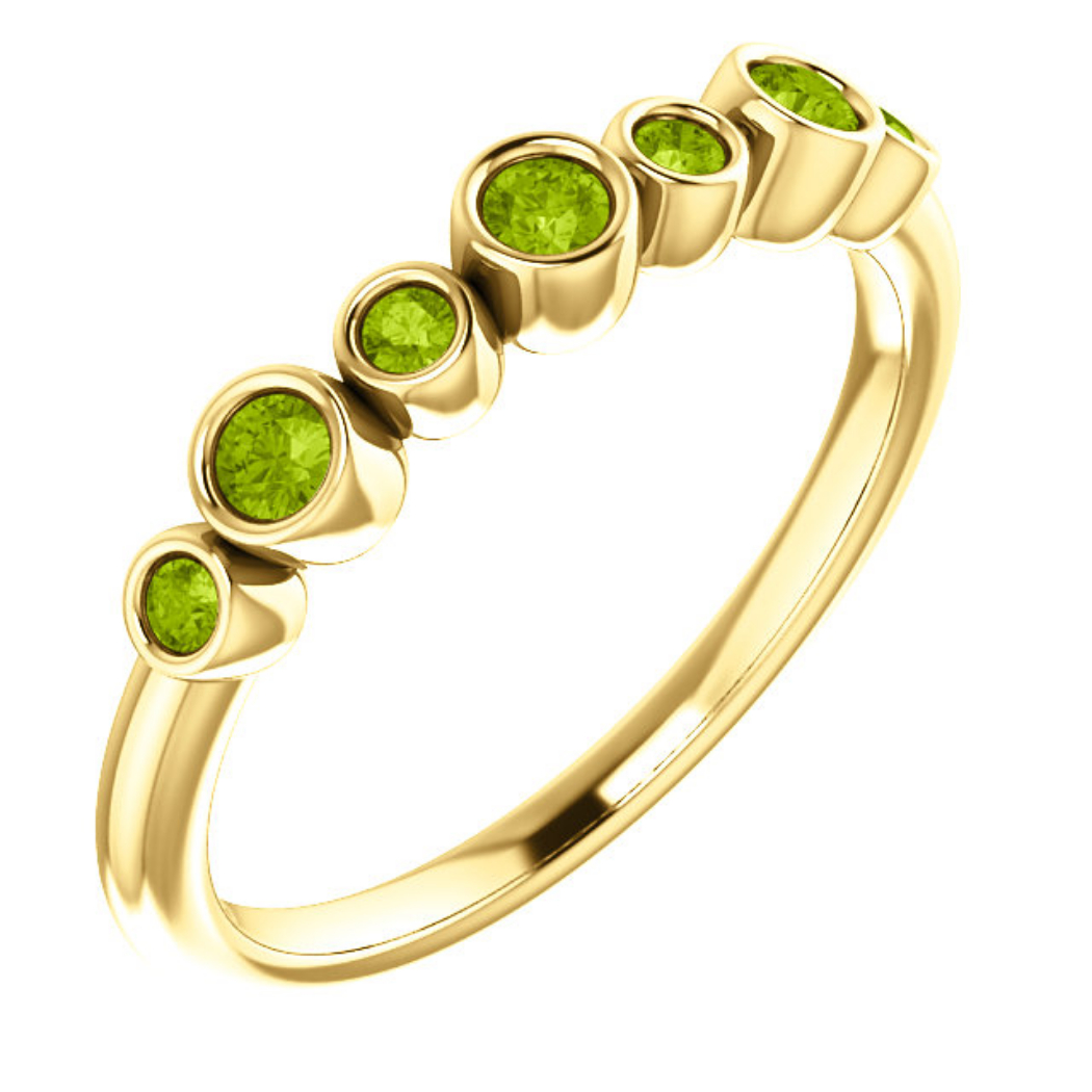 Peridot Bezel-Set Ring ,14k Yellow Gold