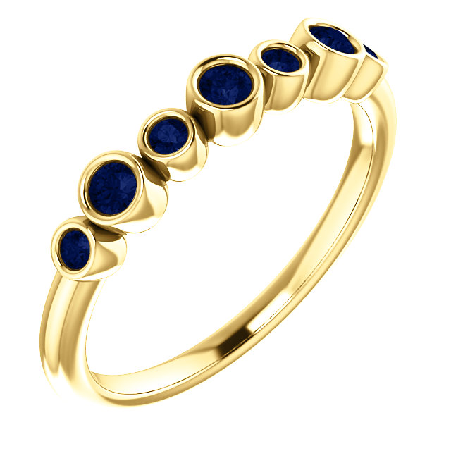 Blue Sapphire Bezel-Set Ring ,14k Yellow Gold