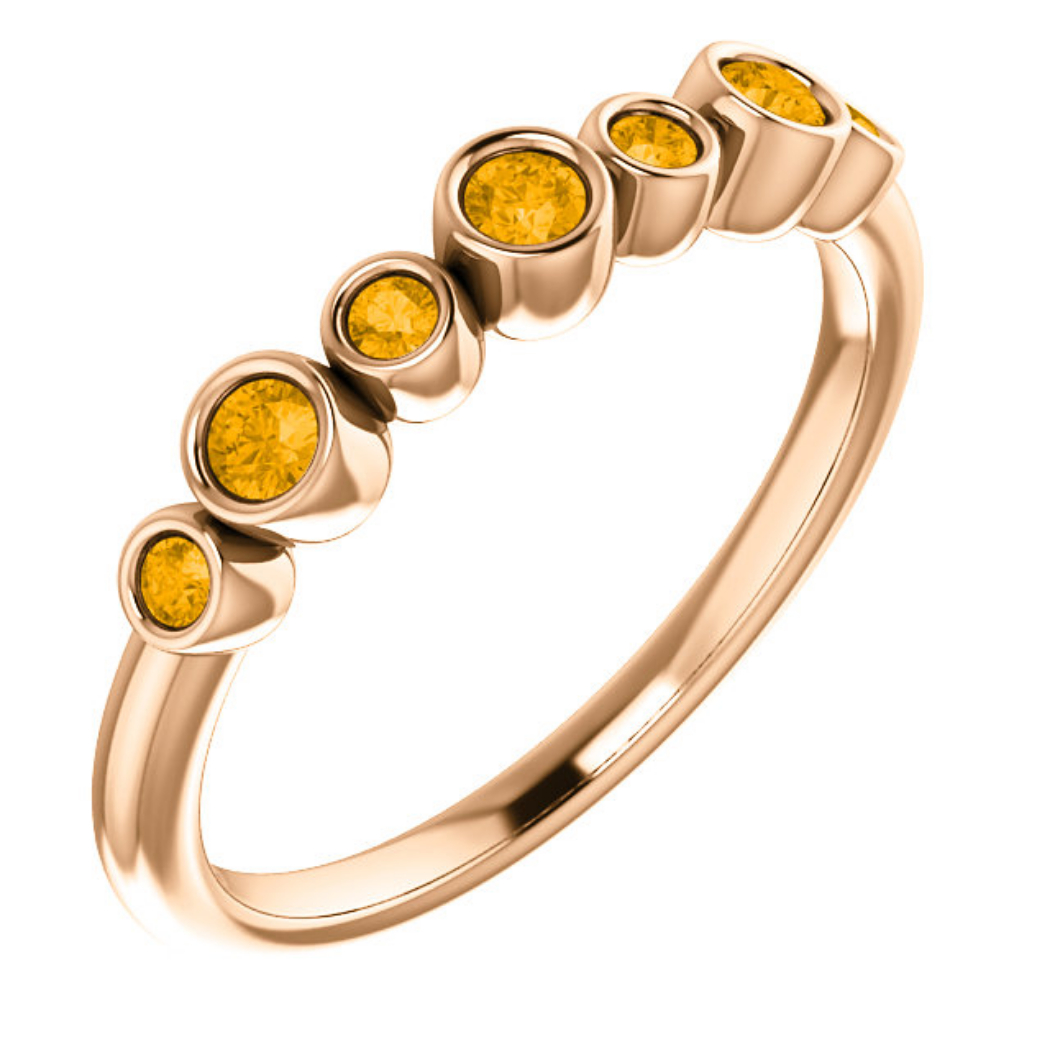 Citrine Bezel-Set Ring,14k Rose Gold