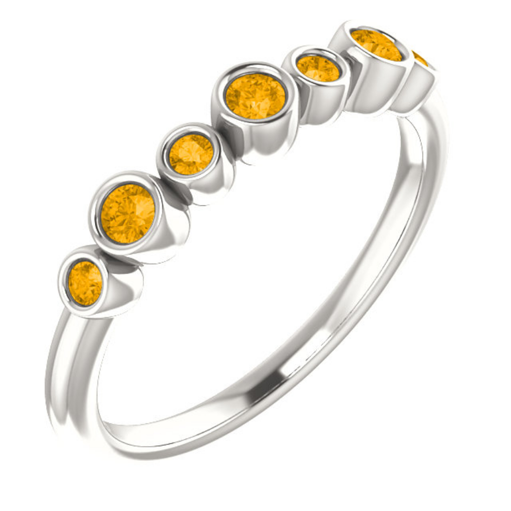 Bezel Set Citrine Ring, Rhodium-Plated 14k White Gold